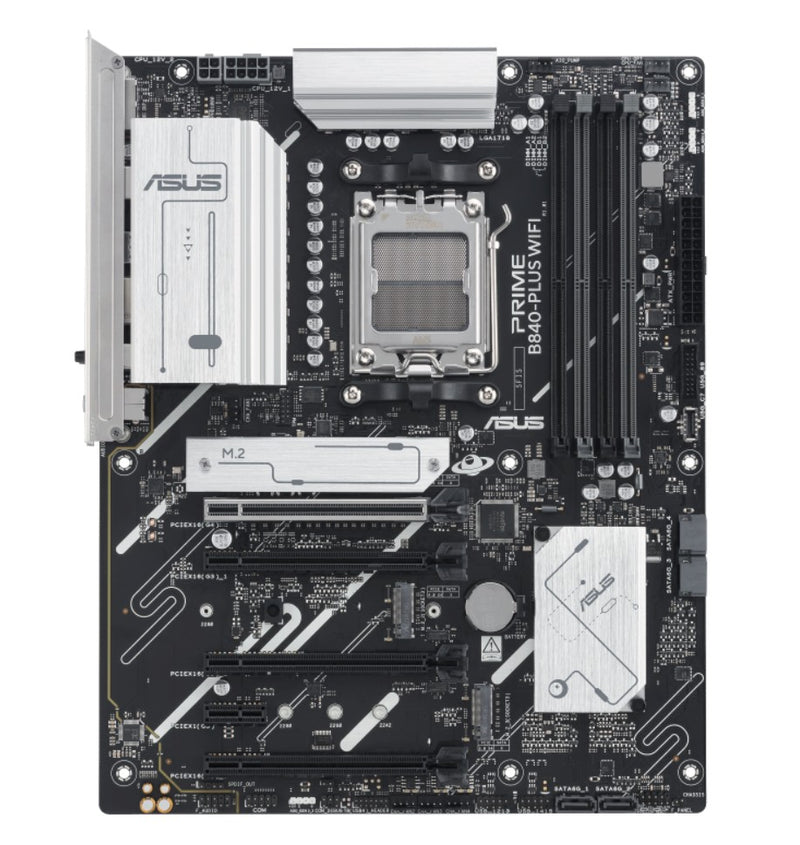 ASUS AMD PRIME B840-PLUS WIFI-CSM (AM5) ATX Motherboard, DDR5 192GB, 1x PCIe 4.0 x16 slot, 3 x M.2 slots, 4x SATA, Wi-Fi 6E, 1 x HDMI, 1 x DP