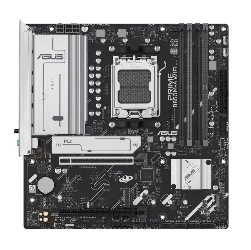 ASUS AMD B850M PRIME B850M-A WIFI-CSM (AM5) mATX Motherboard, DDR5, Max 256GB, 1 x PCIe 5.0 x16 slot, 4 x SATA