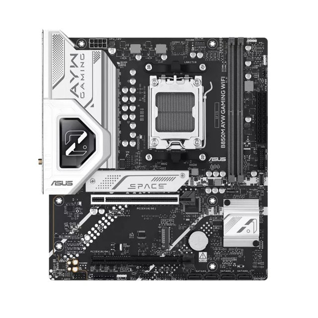 ASUS AMD B850M AYW GAMING WIFI, AM5, 2DIMM, 128GB DDR5, 8200+MT/s, PCIe5.0  x16, x2 M.2, WiFi6, 2.5GbE, USB 10Gbps, HDMI2.1