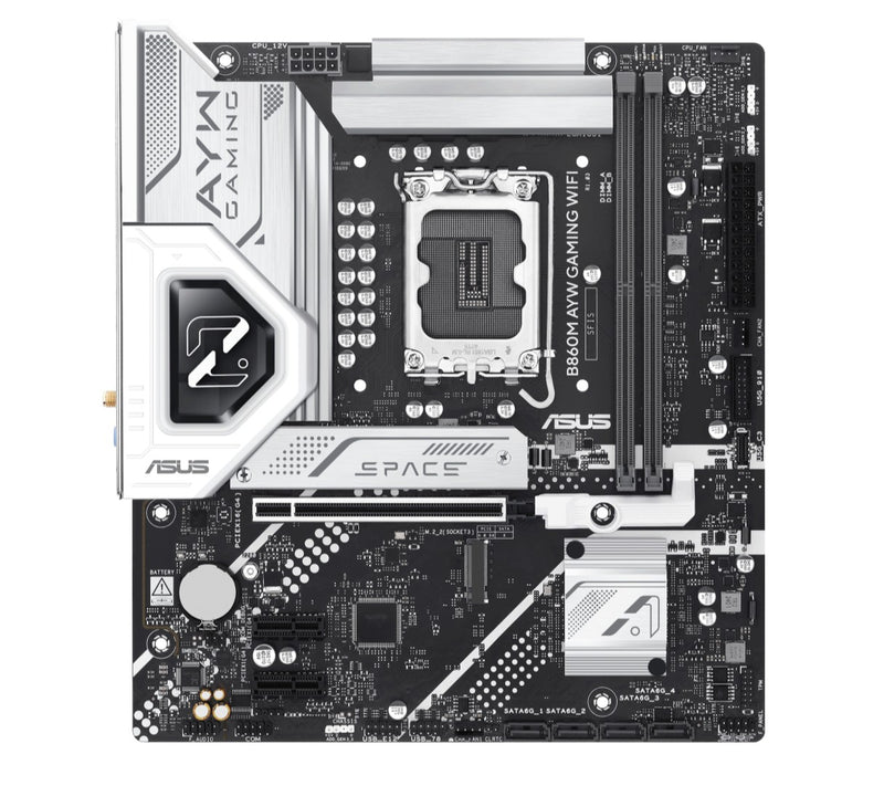ASUS B860M AYW GAMING WIFI Micro-ATX Motherboard Up to 128GB DDR5 (2x Slots), 1 x PCIe 4.0,  2 x M.2 slots, WiFi 6,