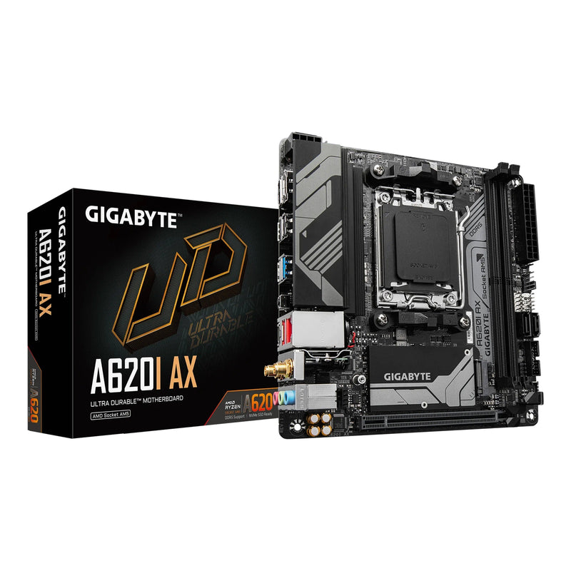 (LS) Gigabyte M/B A620I AX 1.0, AMD AM5, 2 x DDR5 up to 128 GB,  1 x HDMI, 1 x PCI Express x16, 1 x M.2, 2 x SATA, 4x USB 3.2