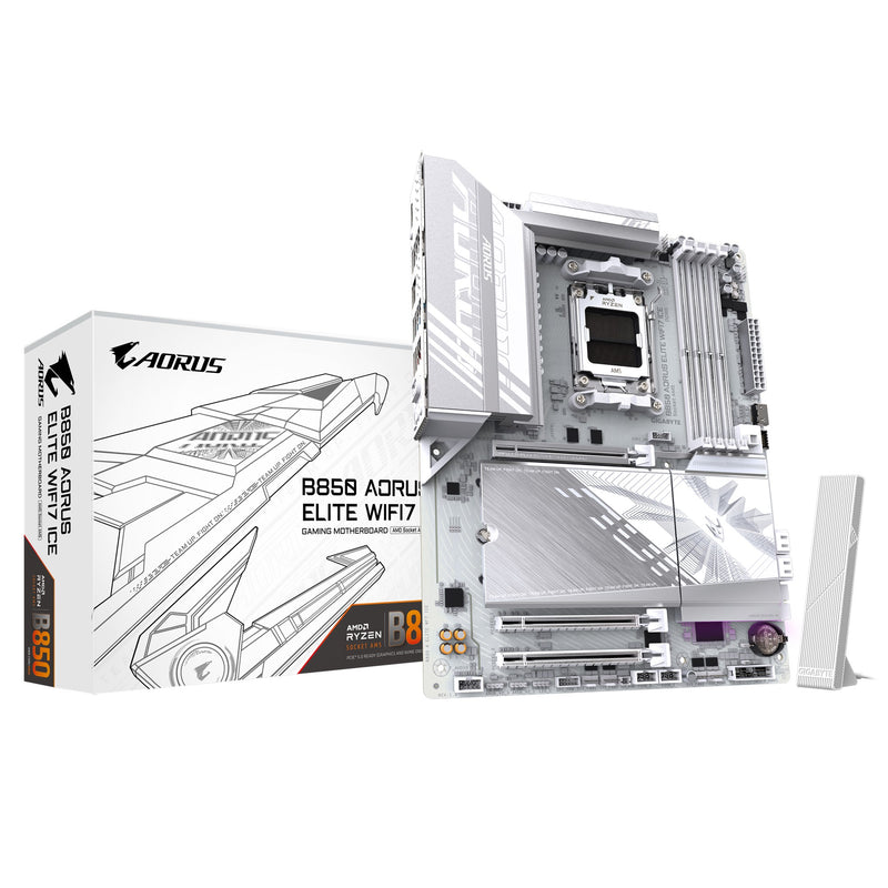 (LS) Gigabyte B850 A ELITE WF7 ICE 1.0 , AMD AM5, 1 x HDMI, 3 x PCI Express x16, 3 x M.2, 4 x SATA, 9x USB 3.2