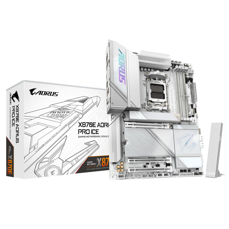 (LS) Gigabyte X870E AORUS PRO ICE AMD AM5 ATX Motherboard 4x DDR5~256GB,3x PCIe x16, 4x M.2, 4x SATA 6,7x USB 3.2, 2x USB2.0, 2x USB-C,