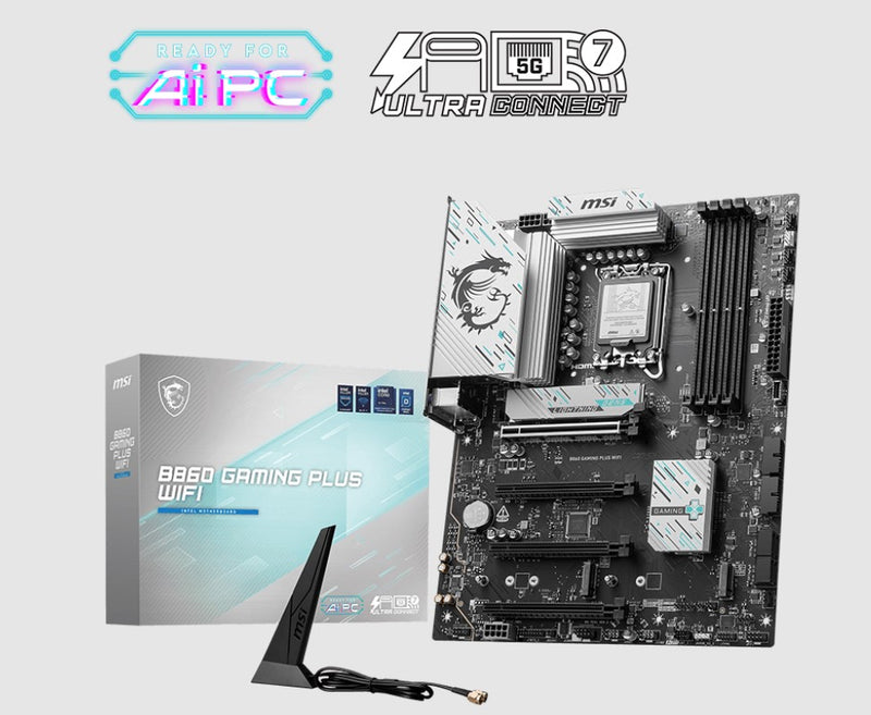 MSI B860 GAMING PLUS WIFI, INTEL B860, 4x DDR5 256GB, 1x HDMI, 4x PCI-E x16, 3x M.2, 4x SATA, 8x USB 2.0, IntelÂ® Killerâ„¢ BE1750x Wi-Fi 7