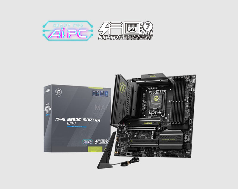 MSI MAG B860M MORTAR WIFI, INTEL B860, 4x DDR5 256GB, 1x HDMI, 1x PCI-E x16, 1x PCI-E x4, 3x M.2, 4x SATA 6G, 8x USB 2.0, Intel Killer BE1750x Wi-Fi 7