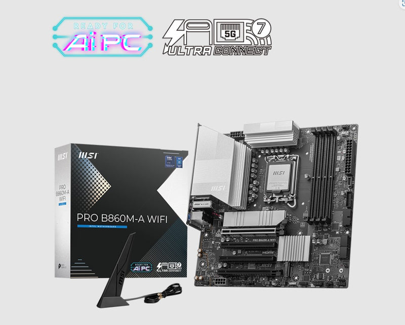 MSI PRO B860M-A WIFI, INTEL B860, 4x DDR5 256GB, 1x HDMI, 4x PCI-E x16 slot, 3x M.2, 4x SATA, 6x USB 2.0, IntelÂ® Wi-Fi 7