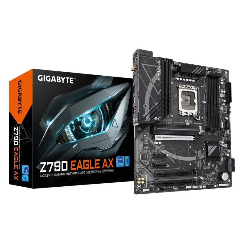 Gigabyte Z790 EAGLE AX Intel LGA 1700 ATX Motherboard, 4x DDR5 ~192GB, 3x PCI-E x16, 3x M.2, 4x SATA,  5x USB 3.2, 1x USB-C, 2x USB 2.0