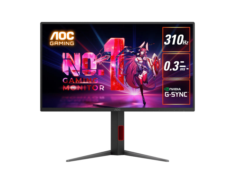AOC 24.5' Fast IPS,1920 Ã— 1080 FHD, 310Hz, 0.3ms, HDR400, HAS Stand, G-sync Compatible Gaming Monitor