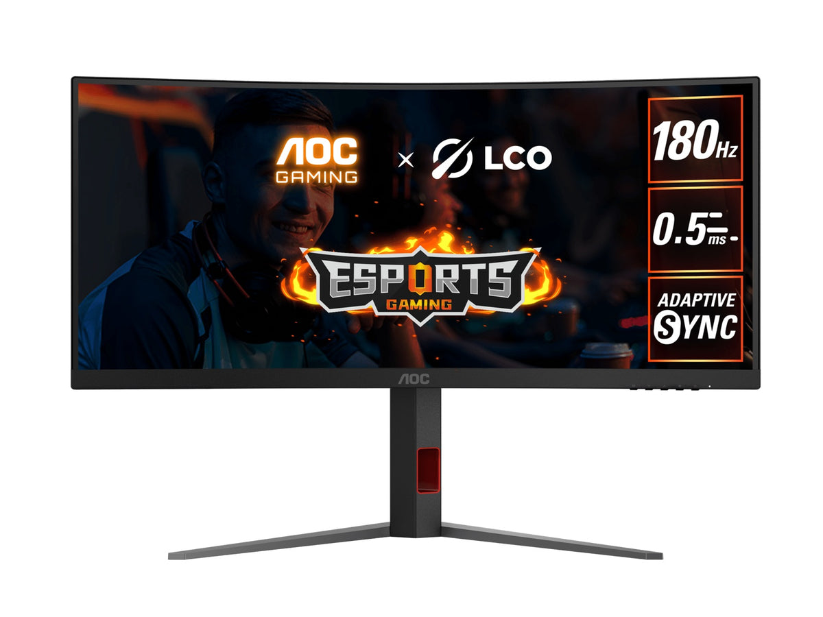 AOC 34' WQHD Curved Monitor – 3440×1440@180Hz, 0.5ms MPRT, 1500R VA ...