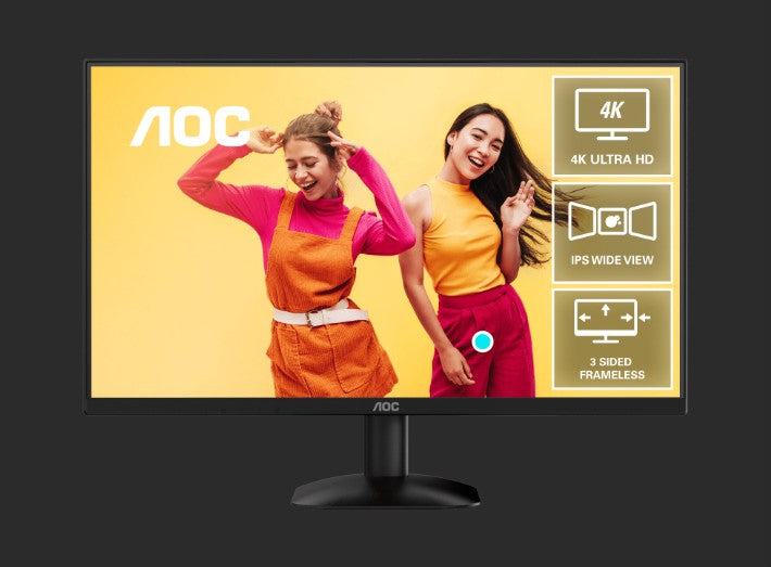 AOC 27' 4K 3840 x 2160 (UHD), IPS 60Hz, 4ms, HDR10,Low Blue Mode,HDMI 2.0 Ã— 2, DisplayPort 1.4 Ã— 1, Office and Home Monitor