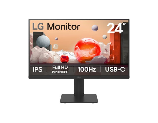 LG 24' IPS Full HD Monitor with USB-C  23.8' FHD IPS, 100Hz, 5ms, 250 nits, 16:9, NTSC 72%, USB-C 65W PD Monitor