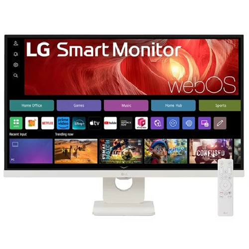 LG 27' 4K UHD IPS Smart Monitor: 3840Ã—2160  (4K UHD), 5â€¯ms response time, 60Hz refresh, ~350â€‘nit brightness, USBâ€‘C, height/tilt pivot stand