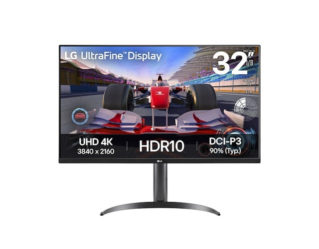 LG 31.5' UltraFine 4K Monitor with HDR10, DCI-P3 90%, MaxxAudioÂ® speakers, Dynamic Action Sync, and tilt/height/pivot adjustable stand