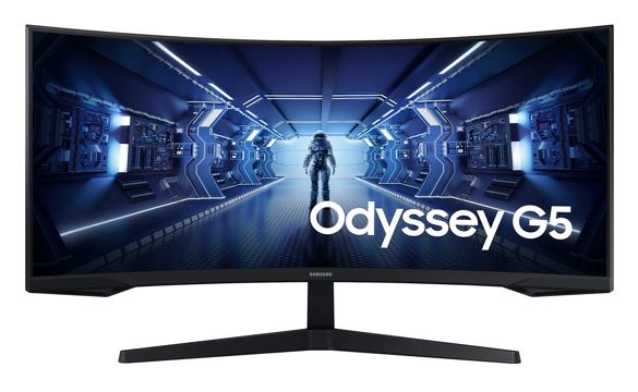 Samsung 34' Odyssey G55T WQHD Curved 3440x1440 21:9 1000R 165Hz 1ms 250 cd/ãŽ¡ FreeSync VA DP HDMI Headphone Tilt VESA Gaming Monitor Black 3YR