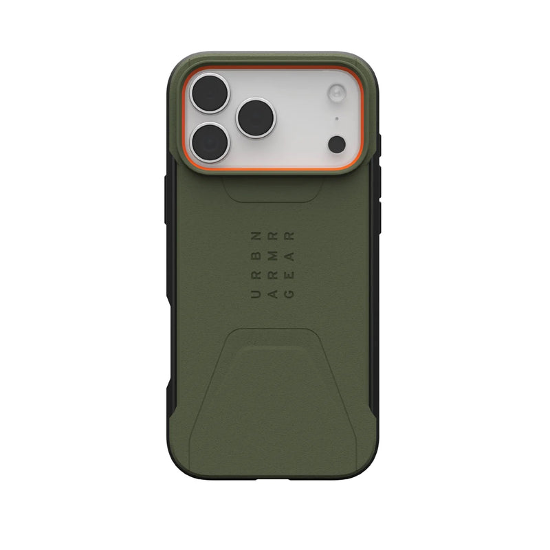 UAG Civilian Magsafe Apple iPhone 17 Pro (6.3') Rugged Case - Olive/Orange (114545117297), 20ft. Drop Protection (6M), Raised Screen,10 Years Warranty