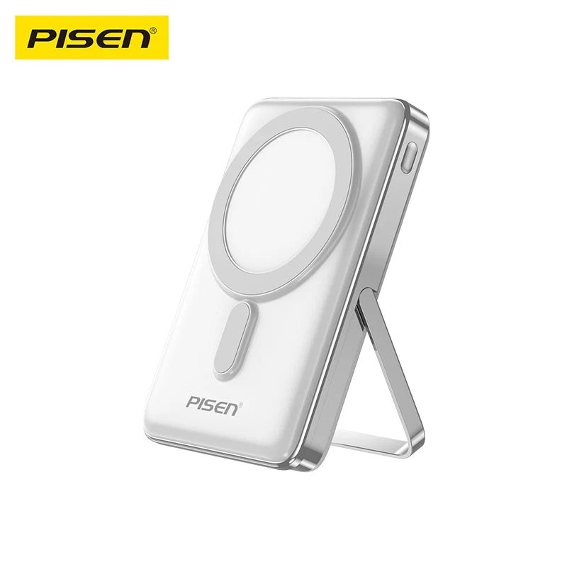 Pisen 30W CCC-Certified 10K (10000mAh) Wireless Power Bank with Holder - 15W Wireless, LED Display, PD QC 3.0 Fast Charge, 2 Years