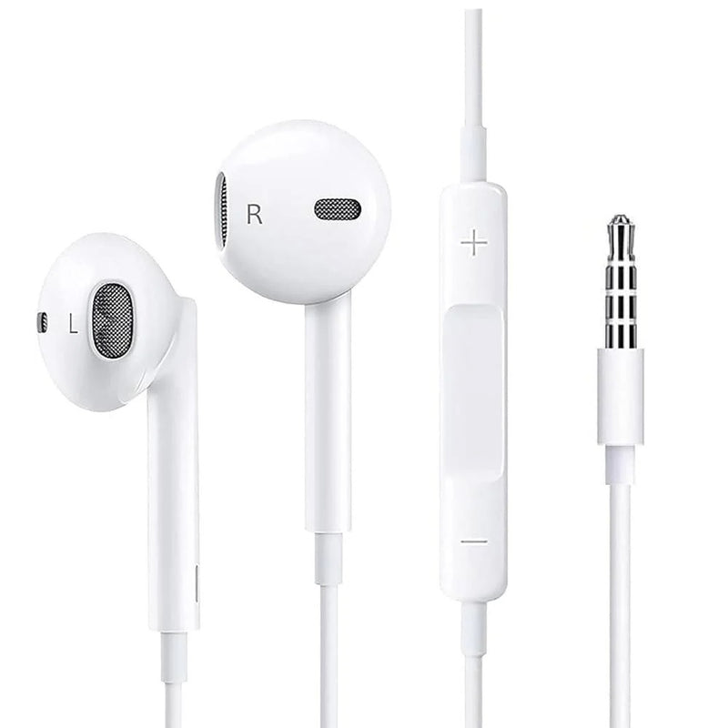 USP Pisen Half-in-Ear 3.5mm Earphones - White,Ergonomic Design,HD Call Microphone,5