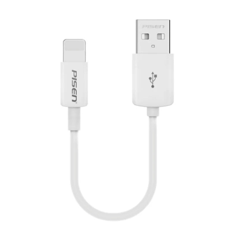 Pisen Mr White Lightning to USB-A Cable (20CM) White - Support Both Fast Charging & Data Cable,Stretch-Resistant, iPhone/iPad/MacBook,2
