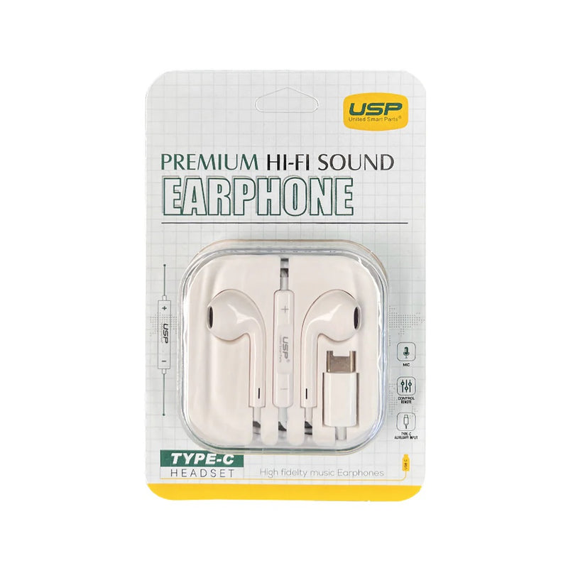 USP Earphones Type-C with Controller Compatible With All Samsung and iPhone 17/16/15 Series (Support Phone Calls), 5
