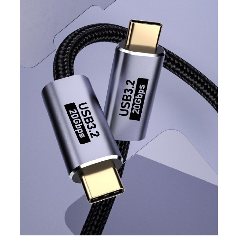 USP BoostUp Cafule Braided USB-C to USB-C (3.2 Gen 2x2) Charge & Video Cable (1M) - Black, 5A/100W PD, 20Gbps, 8K/60Hz, 5