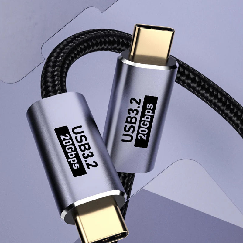 USP BoostUp Cafule Braided USB-C to USB-C (3.2 Gen 2x2) Charge & Video Cable (2M) - Black, 5A/100W PD, 20Gbps, 8K/60Hz, 5