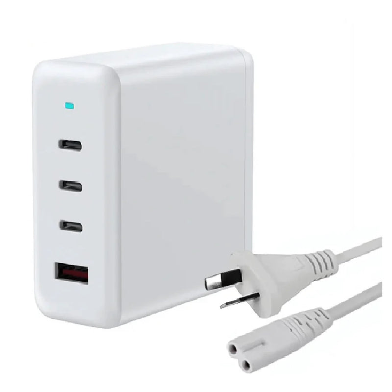 USP 100W Four Ports USB-C PD GaN Wall Charger White - 3x USB-C, 1x USB-A, Efficient, High Quality, Tablet, Laptop, iPhone, 5