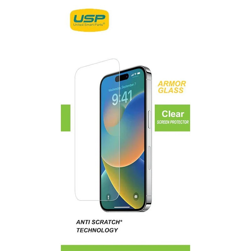 USP Apple iPhone 17e /  iPhone 16e / iPhone 14 / iPhone 13 Pro / iPhone 13 (6.1') Armor Glass Screen Protector - 9H Hardness, 5