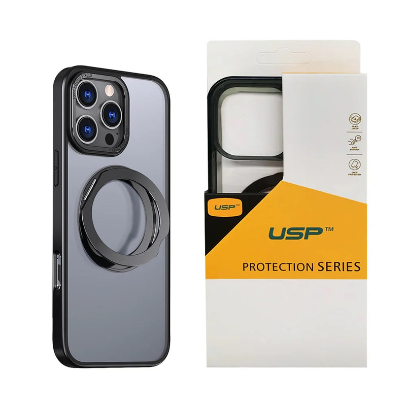 USP Apple iPhone 17 (6.3') ShockProof Case with MagSafe Black - 360° Rotatable Ring-Stand, Scratch Resistant, Robust Protection, 5