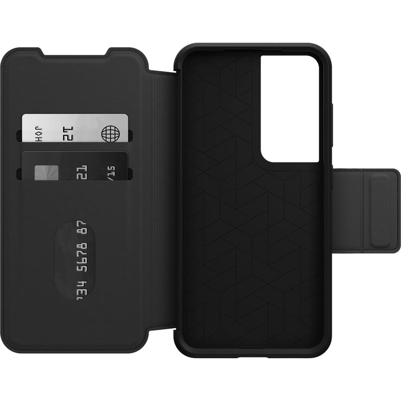 EOL OtterBox Strada Samsung Galaxy S23 5G (6.1') Case Black - (77-91181), DROP+ 3X Military Standard, Leather Folio Cover, Card Holder, 7 Years Warran