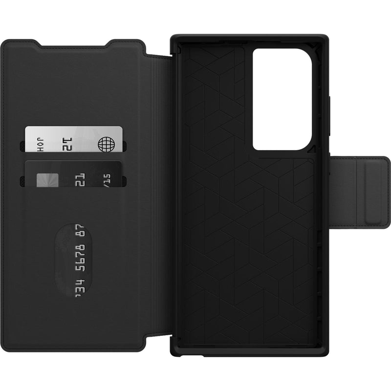 OtterBox Strada Samsung Galaxy S23 Ultra 5G (6.8') Case Black - (77-91185), DROP+ 3X Military Standard, Leather Folio Cover, 7 Years