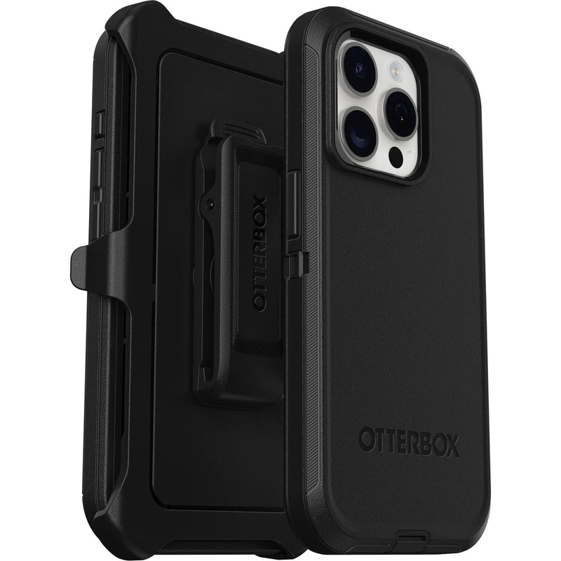 OtterBox Defender Apple iPhone 15 Pro (6.1') Case Black - (77-92536), DROP+ 4X Military Standard, Multi-Layer,Included Holster,7 Years