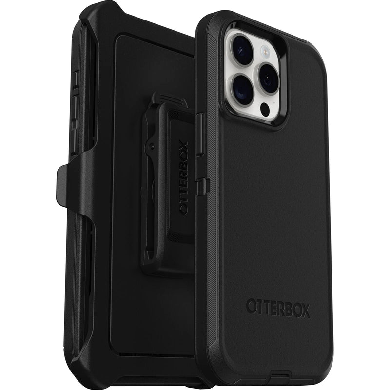 OtterBox Defender Apple iPhone 15 Pro Max (6.7') Case Black - (77-92549), DROP+ 5X Military Standard, Multi-Layer,Included Holster,7 Years
