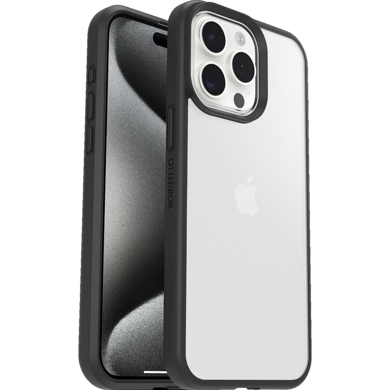 OtterBox React Apple iPhone 15 Pro (6.1') Case Black Crystal (Clear/Black) - (77-92753), Antimicrobial, DROP+ Military Standard, 7 Years