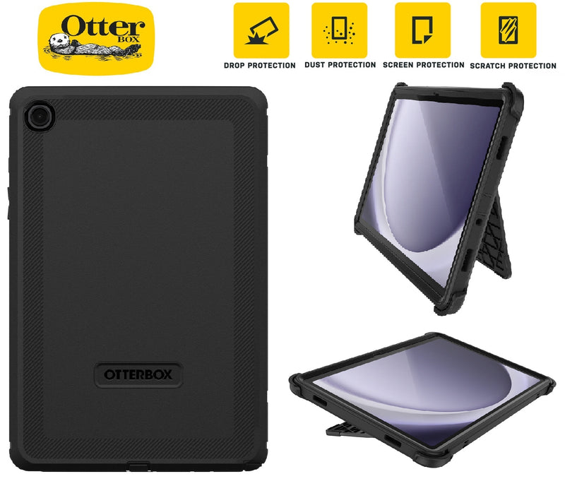 OtterBox Defender Samsung Galaxy Tab A9+ (11') Case -Black(77-95006),DROP+ 2X Military Standard,Multi-Layer,Port covers,7