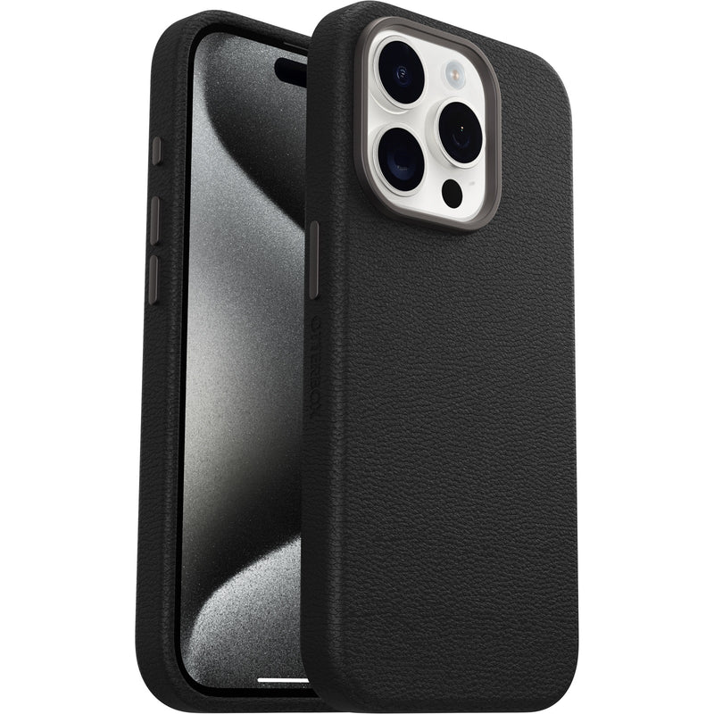 OtterBox Symmetry Cactus Leather Apple iPhone 15 Pro MagSafe Case - Noir Ash (Black) (77-95749),DROP+ 3X Military Standard,7 Years