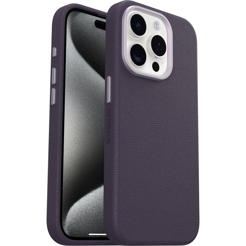 OtterBox Symmetry Cactus Leather Apple iPhone 15 Pro MagSafe Case - Plum Luxe (Purple) (77-95752), DROP+ 3X Military Standard, 7 Years
