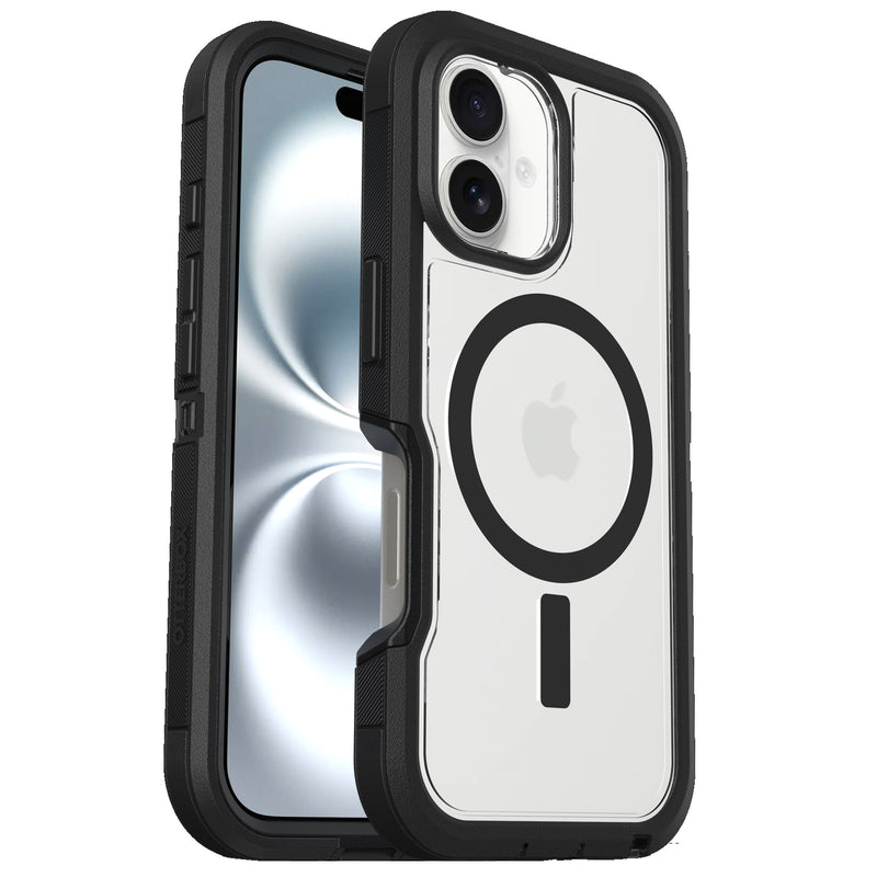 OtterBox Defender XT MagSafe Apple iPhone 16 (6.1') Case Clear/Black - (77-96056), DROP+ 7X Military Standard, Rugged, 7