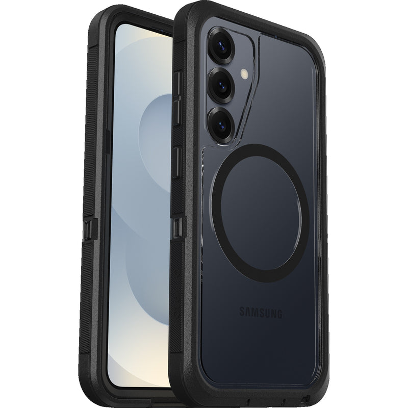OtterBox Defender XT Clear Magnets Samsung Galaxy S25+ 5G (6.7') Case Dark Side Clear/Black - (77-97582), DROP+ 7X Military Standard, 7 Years
