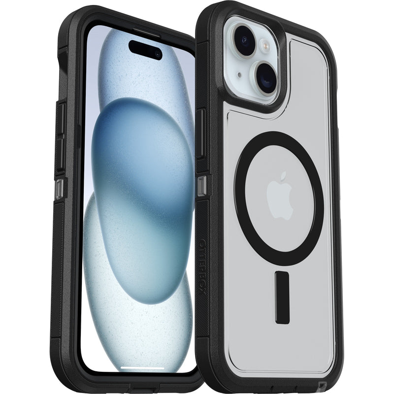 OtterBox Defender XT Clear MagSafe Apple iPhone 17e/  iPhone 16e/ iPhone 15/ iPhone 14/ iPhone 13 (6.1') Case Dark Side (Clear/Black),7 Years