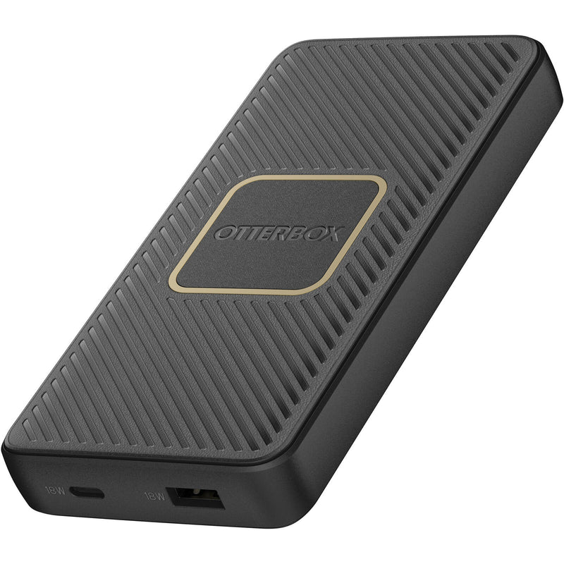 OtterBox Fast Charge Wireless Power Bank 10K mAh - Black (78-80639), Dual Ports (USB-C 18W & USB-A 18W), 10W QI Wireless, Sleek, 2 Years