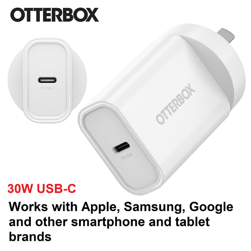 OtterBox 30W USB-C (Type I) PD Fast Wall Charger - White (78-81353), Compact, Drop Tested,Safe & Smart Charging,Best for Apple, 2
