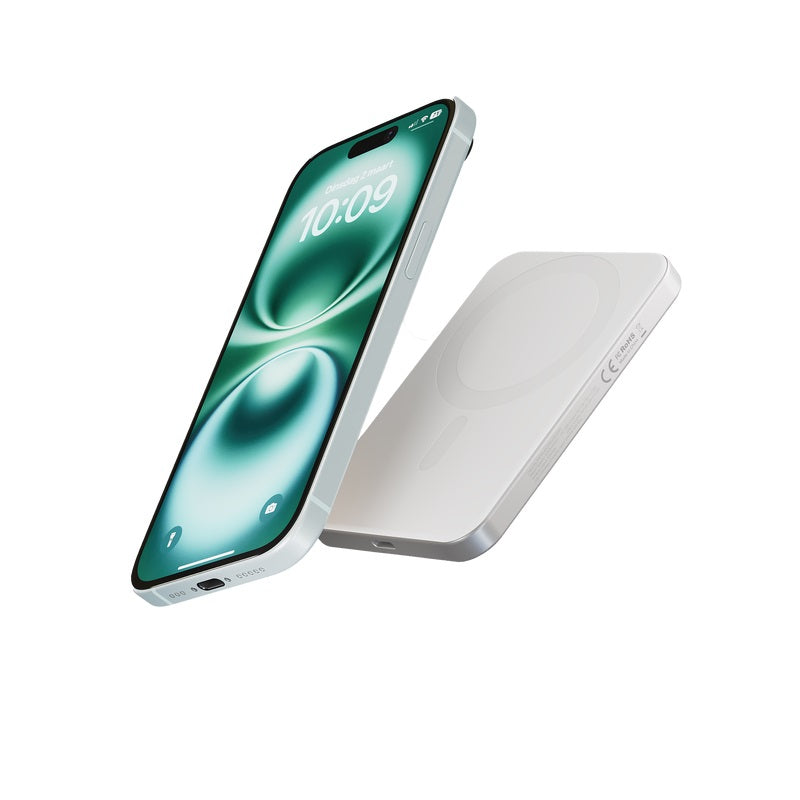 OtterBox Zens 5K mAh Slim Aluminium Powerbank With Qi2 White - (78-81547), Perfect Alignment, Compatible With MagSafe, Solid Grip, 2 Years