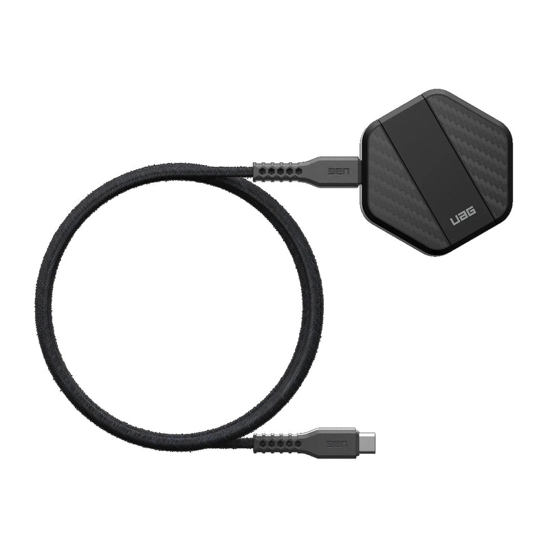 UAG Wireless Charging Pad with Stand - Black/Carbon Fiber(9B4410114042),Up to 15W Of Wireless Power,Detachable 4ft Braided USB-C Cable,1 Year