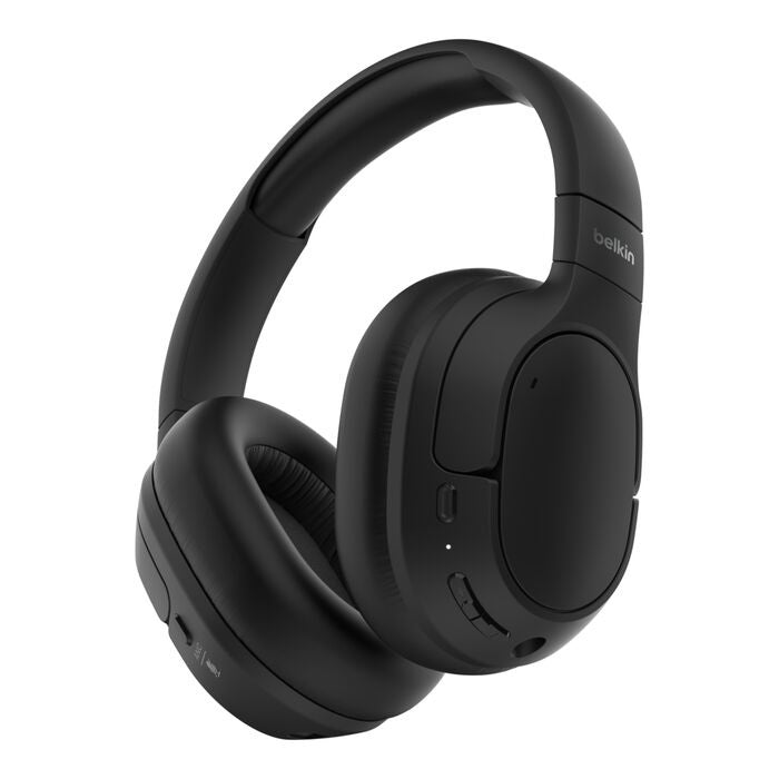 Belkin SoundForm Isolate Noise Cancelling Over-Ear Headphones - Black(AUD008fqBK), 60 hrs Battery, Hybric ANC, BT 5.4 Multipoint, 2