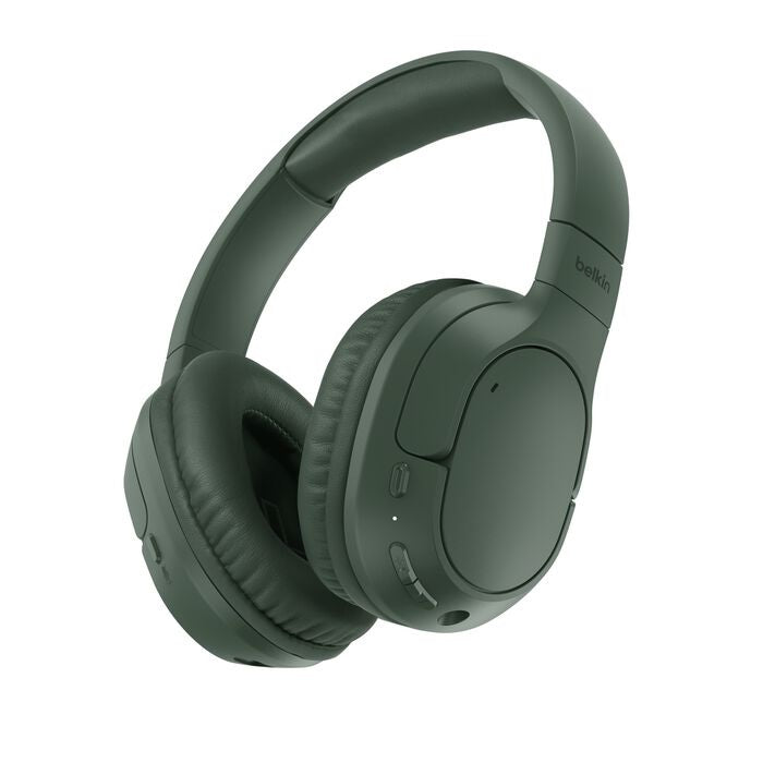 Belkin SoundForm Surround Wireless Over-The-Ear Headphones + USB-C Cable (1.2M) + Audio Cable (3.5mm) (1.2M)  - Olive (AUD009FQOL), 2