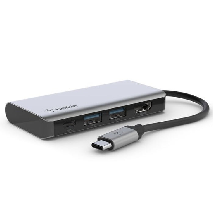 Belkin Connect USB-C 4-in-1 Multiport Adapter + USB-C Cable (13CM) - Space Grey(AVC006btSGY), 100W, 5 Gbps, 2xUSB-A, 1xUSB-C, 1xHDMI, 2 Years