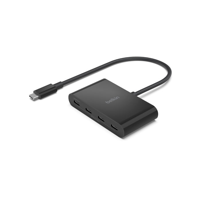 Belkin Connect USB-C to 4-Port USB-C Hub - Black (AVC018btBK), 100W PD, 10Gbps, 4x USB-C 3.2 Gen2 Ports, Universal, Compact, 2