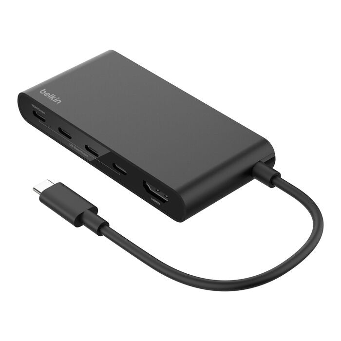 Belkin Connect USB-C to 5-Port USB-C Hub - Black (AVC021fqBK), 100W PD, 10Gbps, 1x 4K HDMI, 4x USB-C, 4K@60Hz, Fire-Resistant, 2 Years