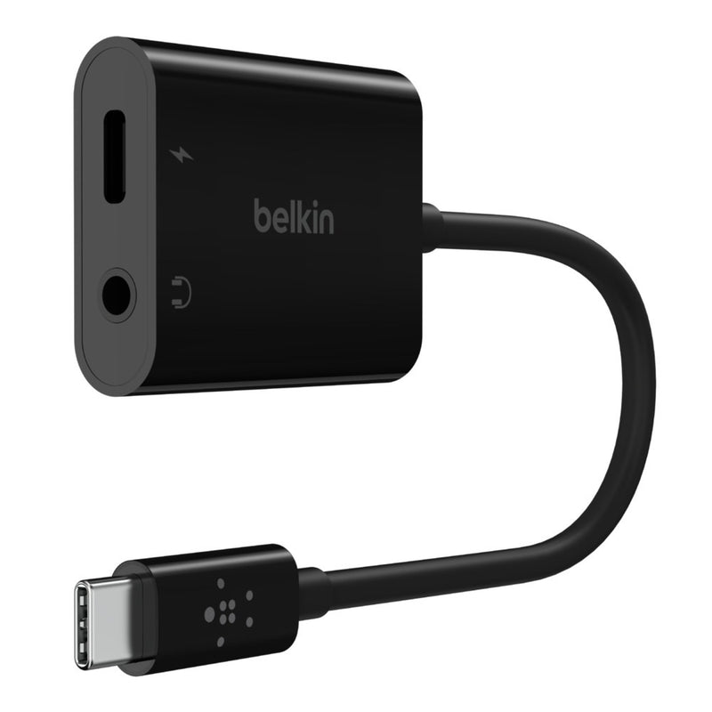 Belkin RockStar 3.5mm Audio + USB-C PD Charge Adapter - Black (NPA004btBK), 60W PD, Superior Audio, 2-in1 Solution, Apple iPhone, 2