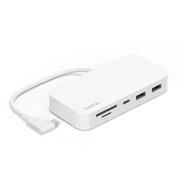 Belkin Connect USB-C 6-in-1 Multiport Hub with Mount - White (INC011btWH), 10Gbps, 2x USB-A, USB-C, SD 3.0 & MicroSD Card Reader, 2
